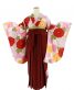 卒業式袴レンタルNo.673[Lサイズ][ももぷり]白×ピンク市松・赤オレンジ菊